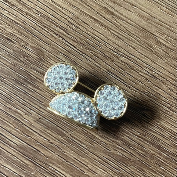 DISNEY-Vintage Gold & Crystal Mickey Ears PIN - Picture 5 of 9